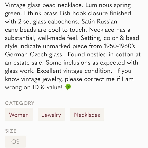 Czech Russian Cane Bead Necklace Celadon VNTG EUC - Picture 5 of 5